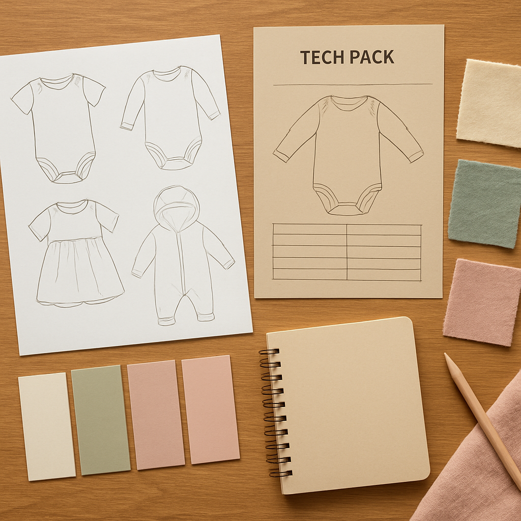Baby clothing design sketches